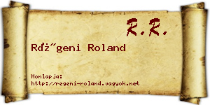 Régeni Roland névjegykártya
